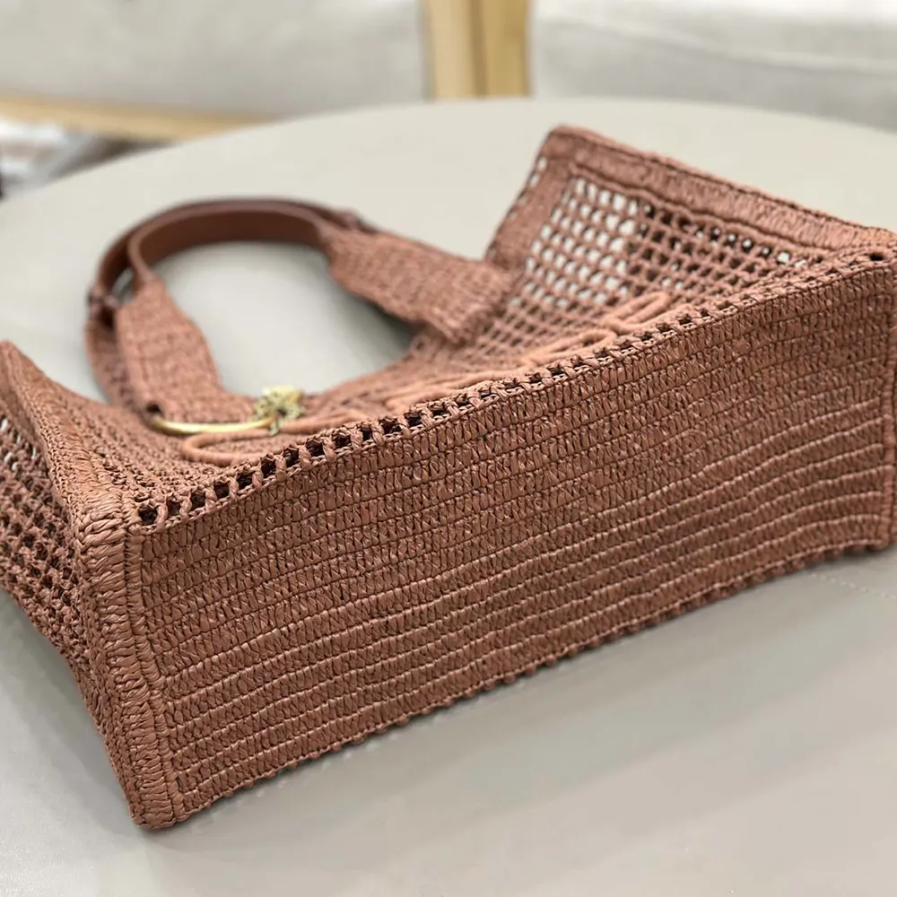 Chloe Women Summer Banana East-west Tote Bag in Raffia & Buffalo Leather - image 23