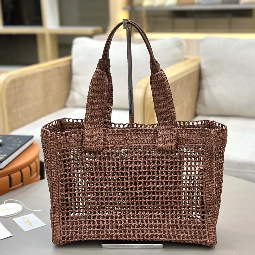 Chloe Women Summer Banana East-west Tote Bag in Raffia & Buffalo Leather - image 21