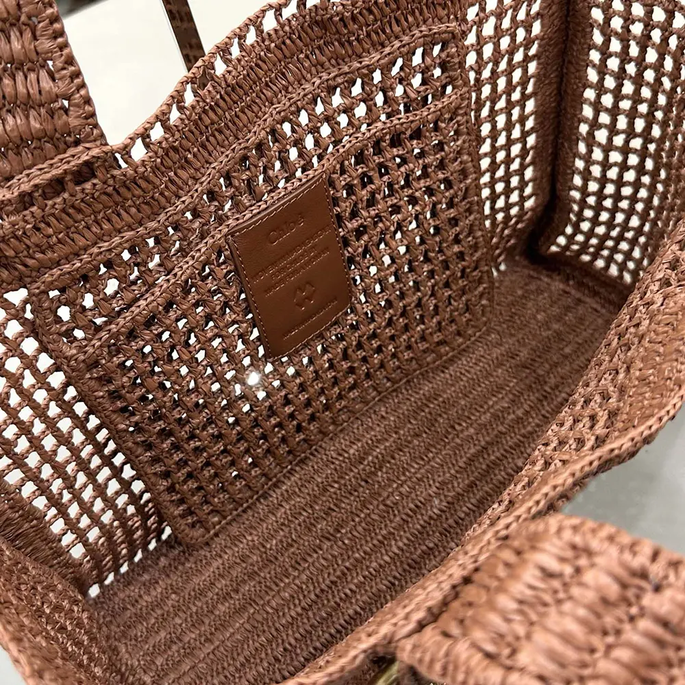 Chloe Women Summer Banana East-west Tote Bag in Raffia & Buffalo Leather - image 27