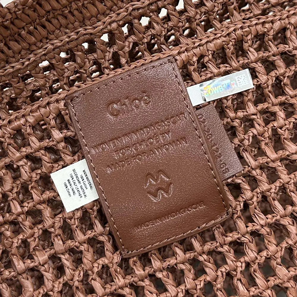 Chloe Women Summer Banana East-west Tote Bag in Raffia & Buffalo Leather - image 26