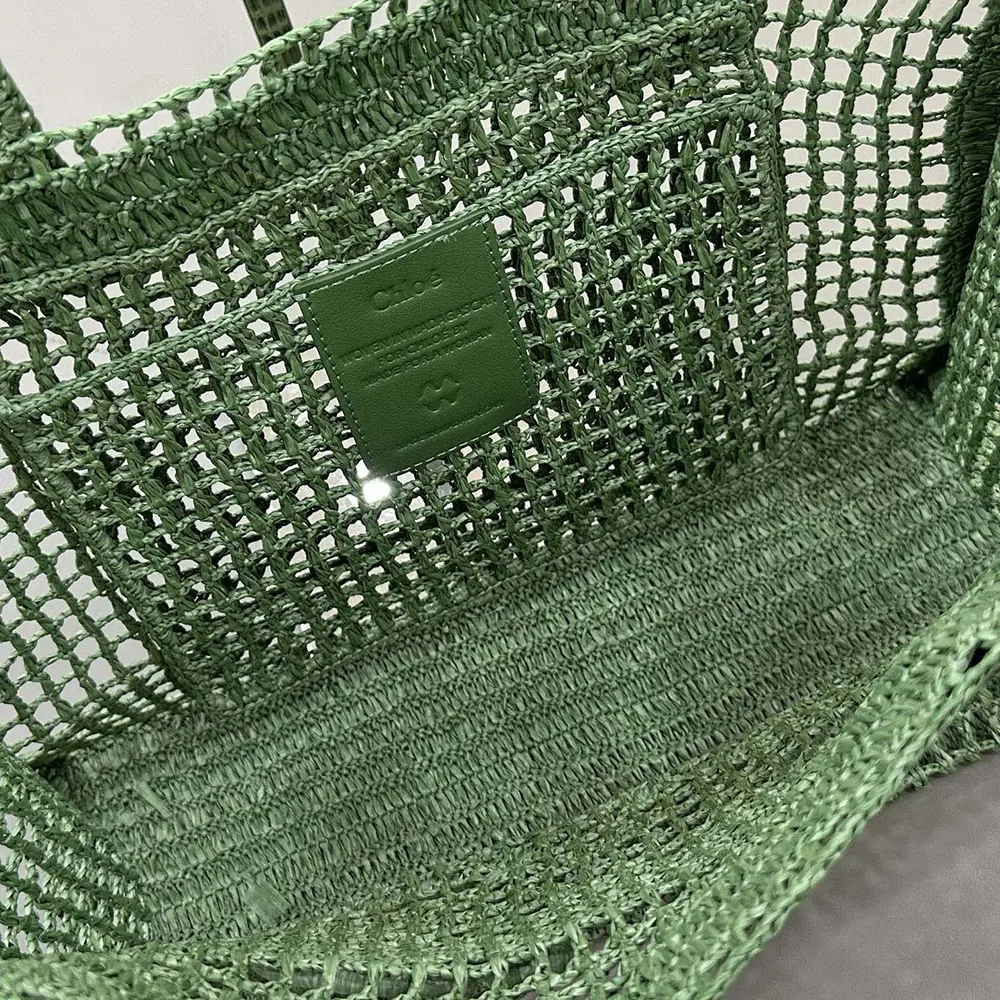 Chloe Women Summer Banana East-west Tote Bag in Raffia & Buffalo Leather - image 17