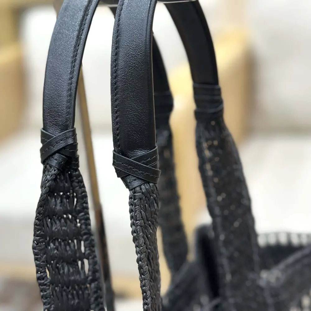 Chloe Women Summer Banana East-west Tote Bag in Raffia & Buffalo Leather - image 10