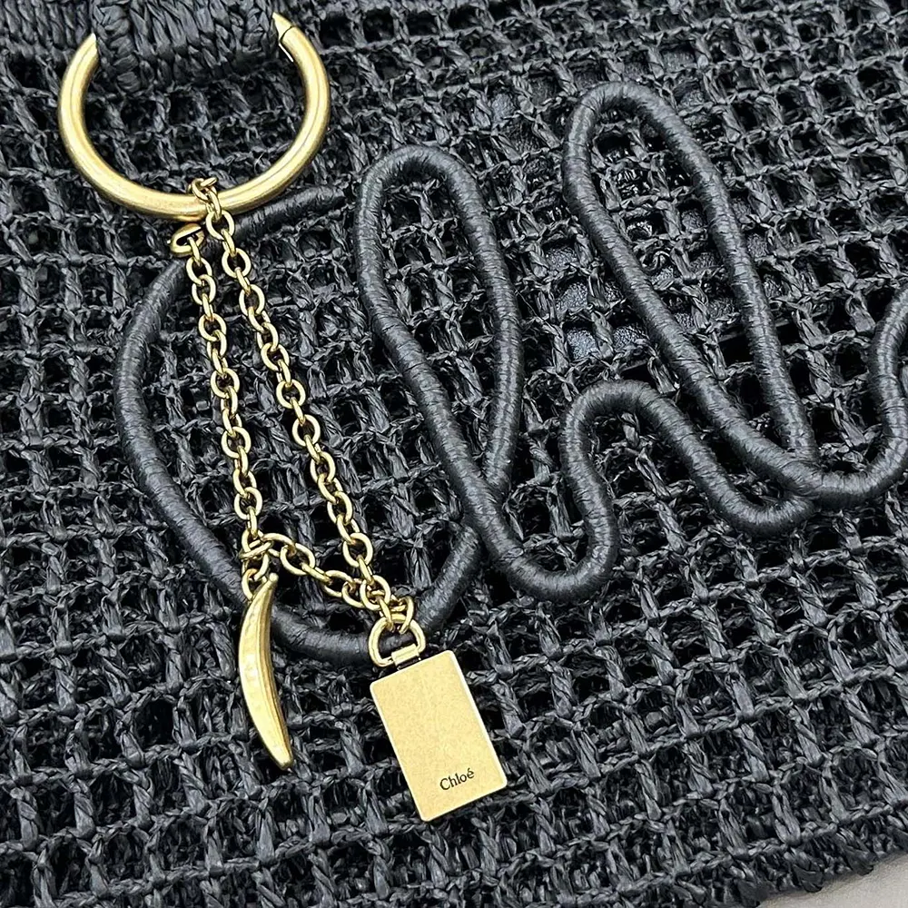 Chloe Women Summer Banana East-west Tote Bag in Raffia & Buffalo Leather - image 7