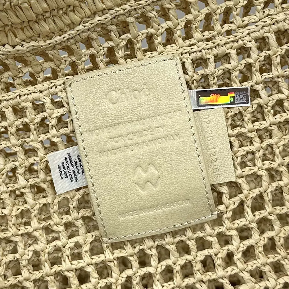 Chloe Women Summer Banana East-west Tote Bag in Raffia & Buffalo Leather-Beige - image 9