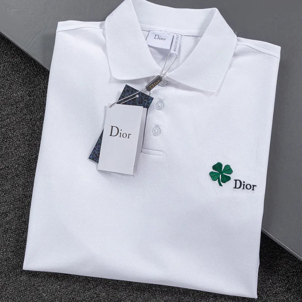 Dior Women Polo Shirt with Dior Clover Embroidery White Cotton Piqué - image 4