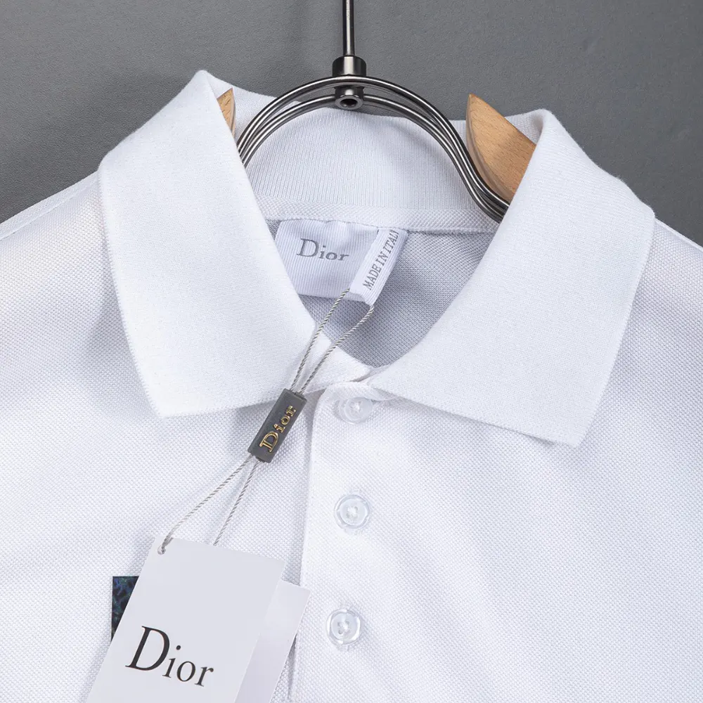 Dior Women Polo Shirt with Dior Clover Embroidery White Cotton Piqué - image 5