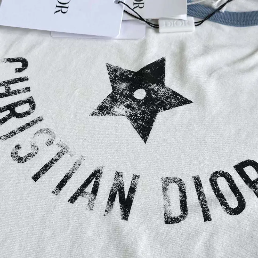 Dior Women Dioriviera T-Shirt Ecru and Blue Cotton Jersey - image 6