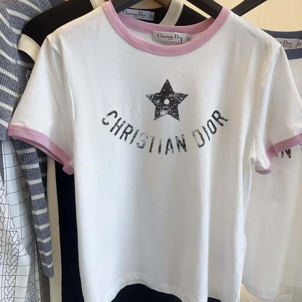 Dior Women Dioriviera T-Shirt Ecru and Pink Cotton Jersey - image 4