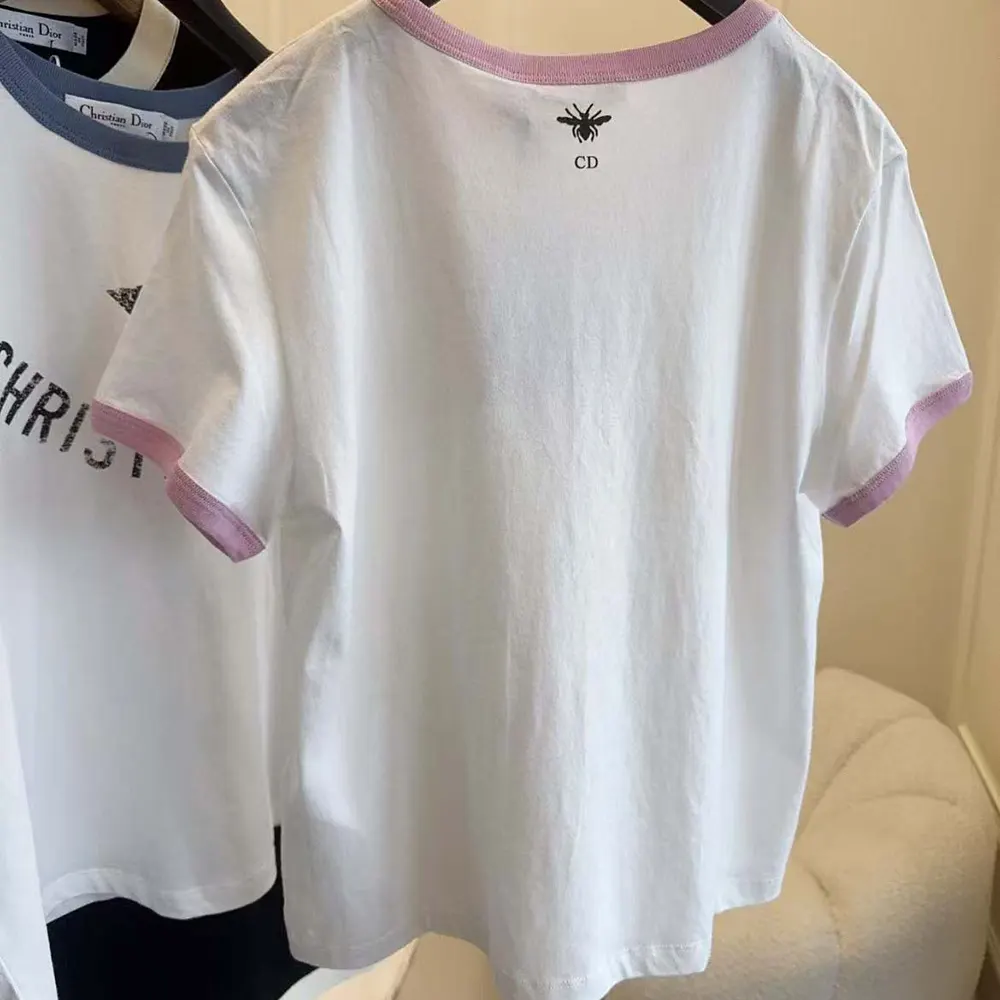 Dior Women Dioriviera T-Shirt Ecru and Pink Cotton Jersey - image 5