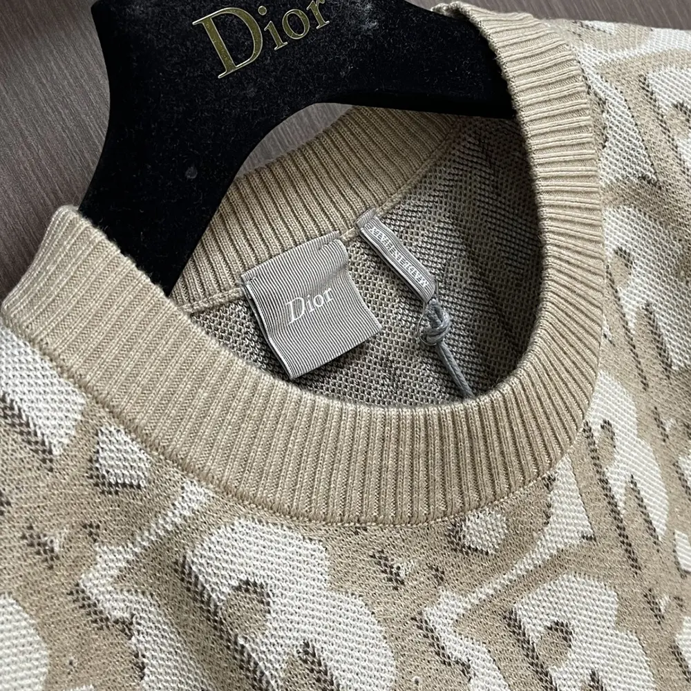 Dior Men Oblique T-Shirt Regular Fit Beige Cotton-Wool-Silk Jacquard - image 4
