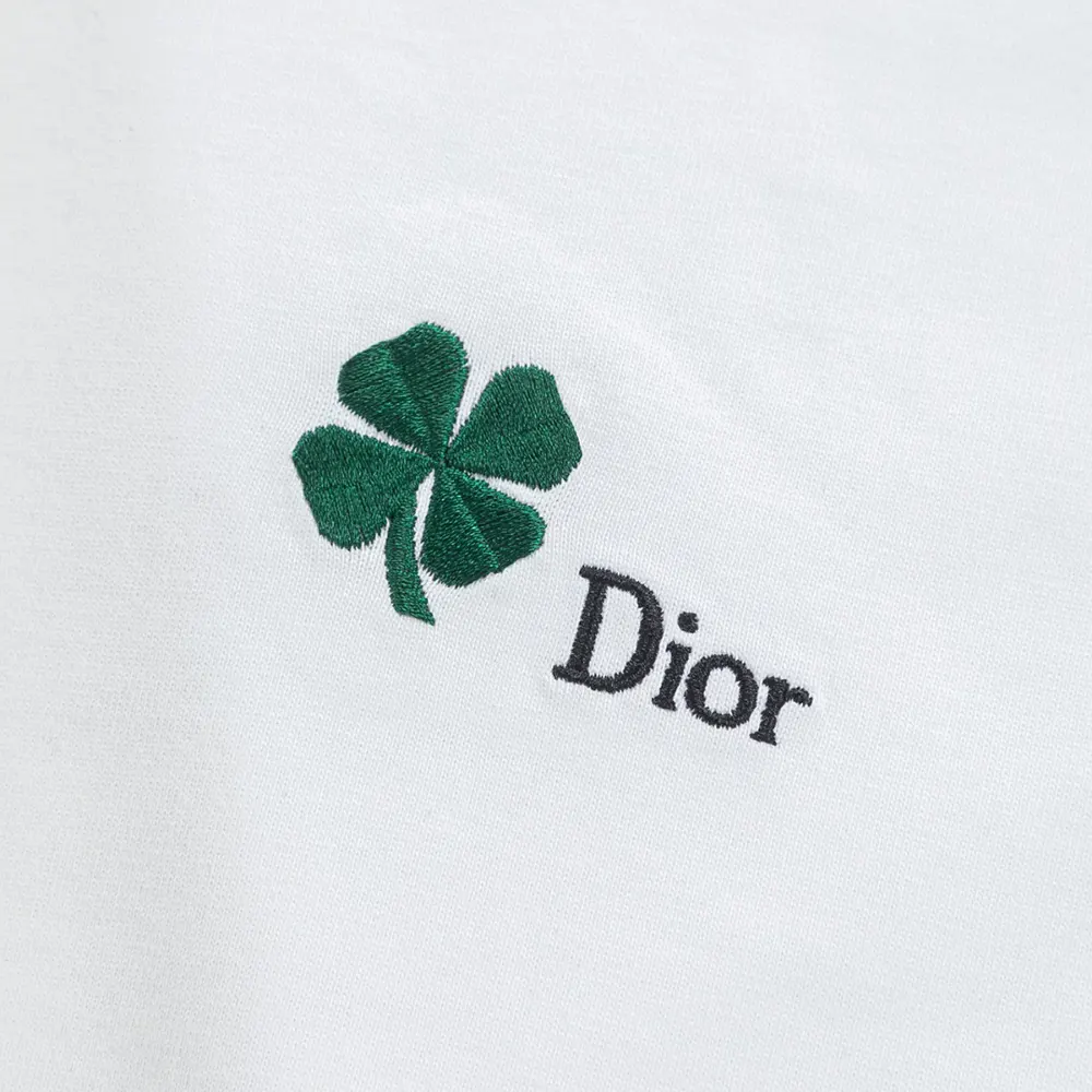 Dior Women T-Shirt with Dior Clover Embroidery Relaxed Fit White Cotton Jersey - image 10