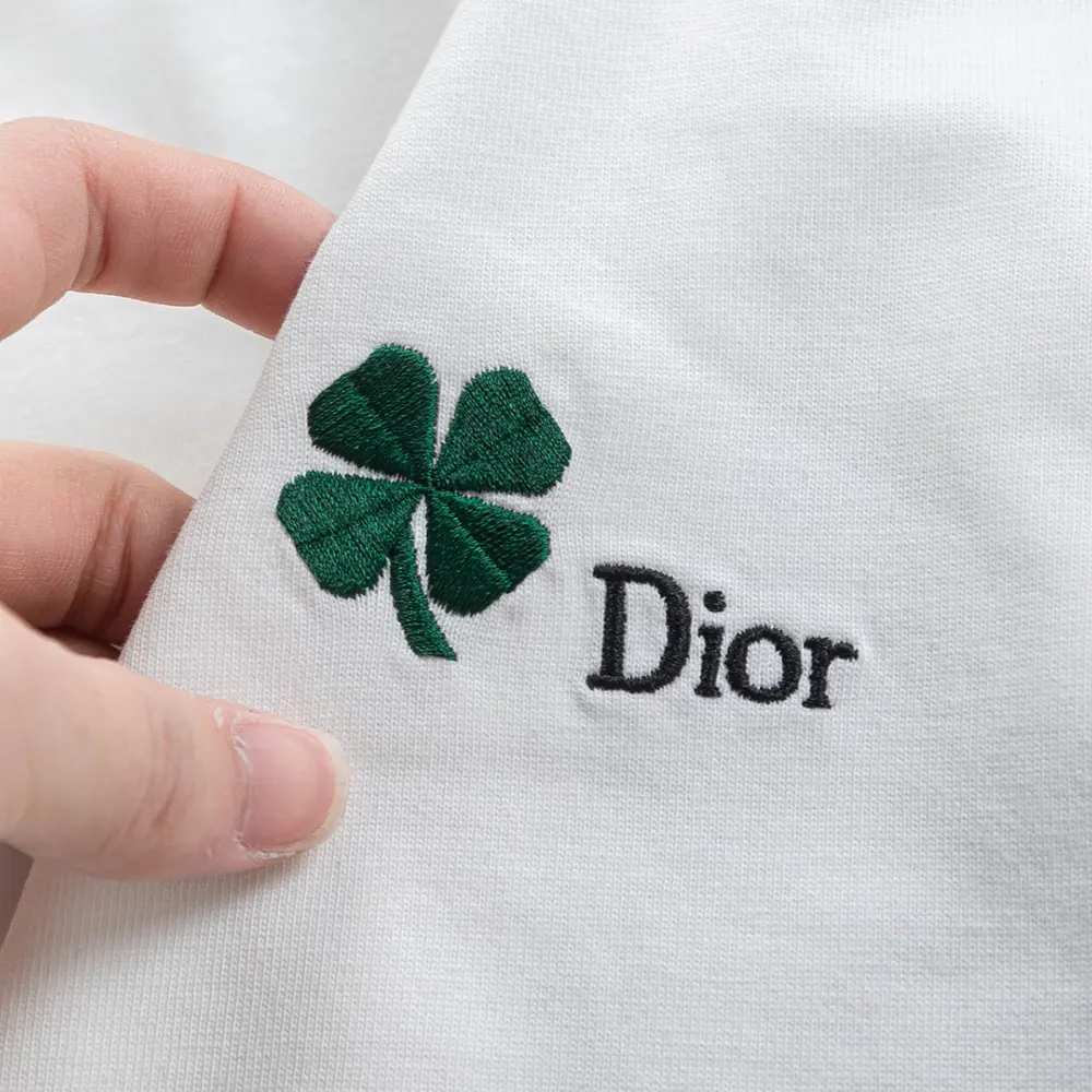 Dior Women T-Shirt with Dior Clover Embroidery Relaxed Fit White Cotton Jersey - image 9