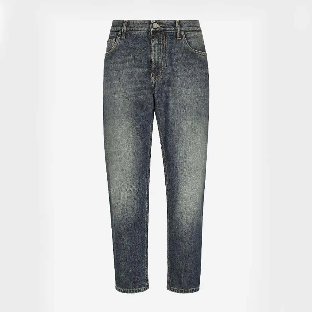 Front view of Dolce Gabbana D&G Men Light Blue Wash Loose Stretch Jeans