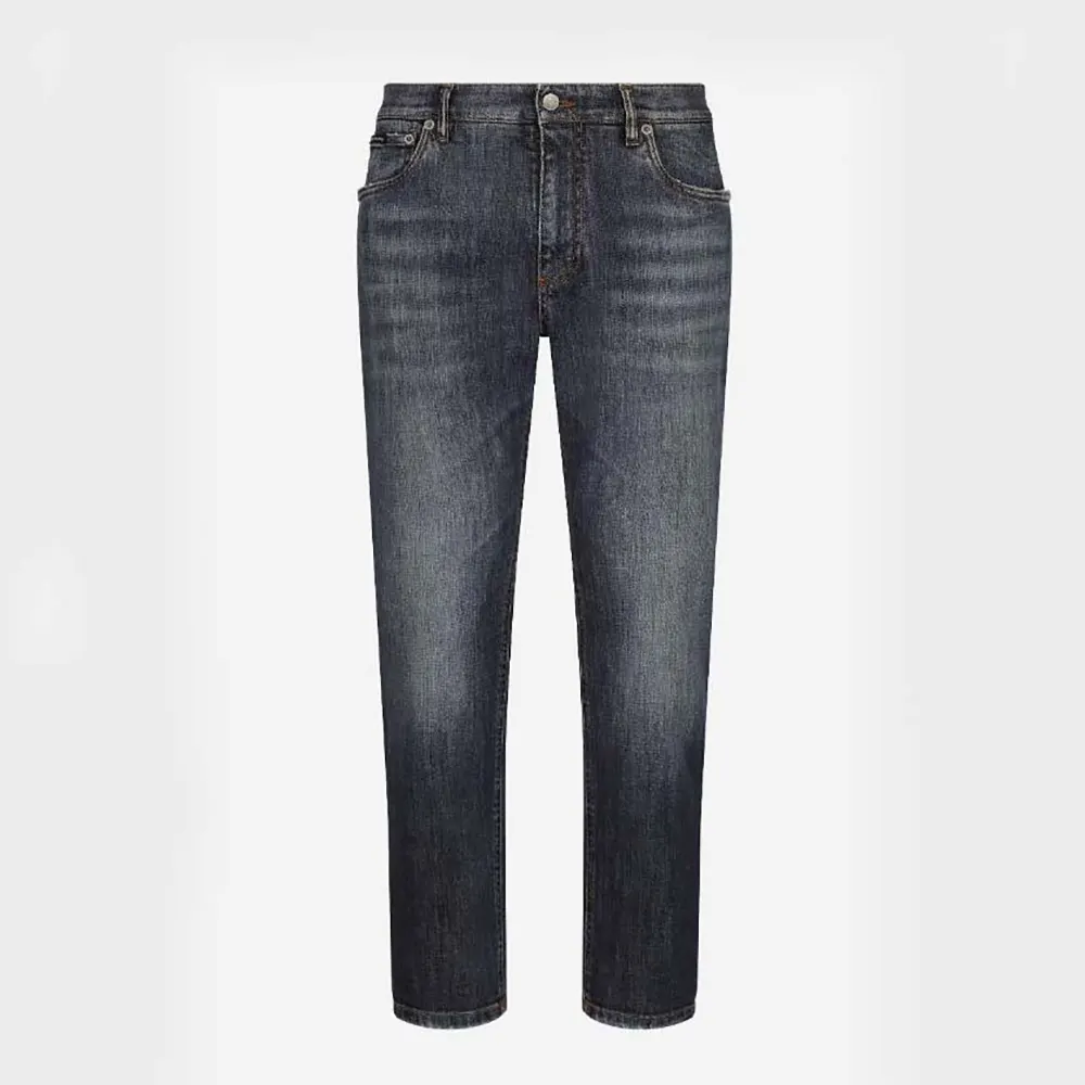 Front view of Dolce Gabbana D&G Men Loose Stretch Denim Jeans-GYJDAZG8 in black