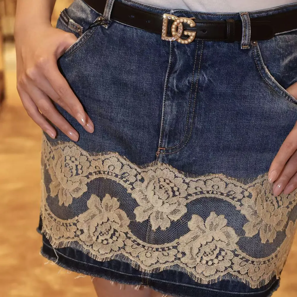 Dolce Gabbana D&G Women Denim Skirt with Lace-F4C6NDG8 - image 5