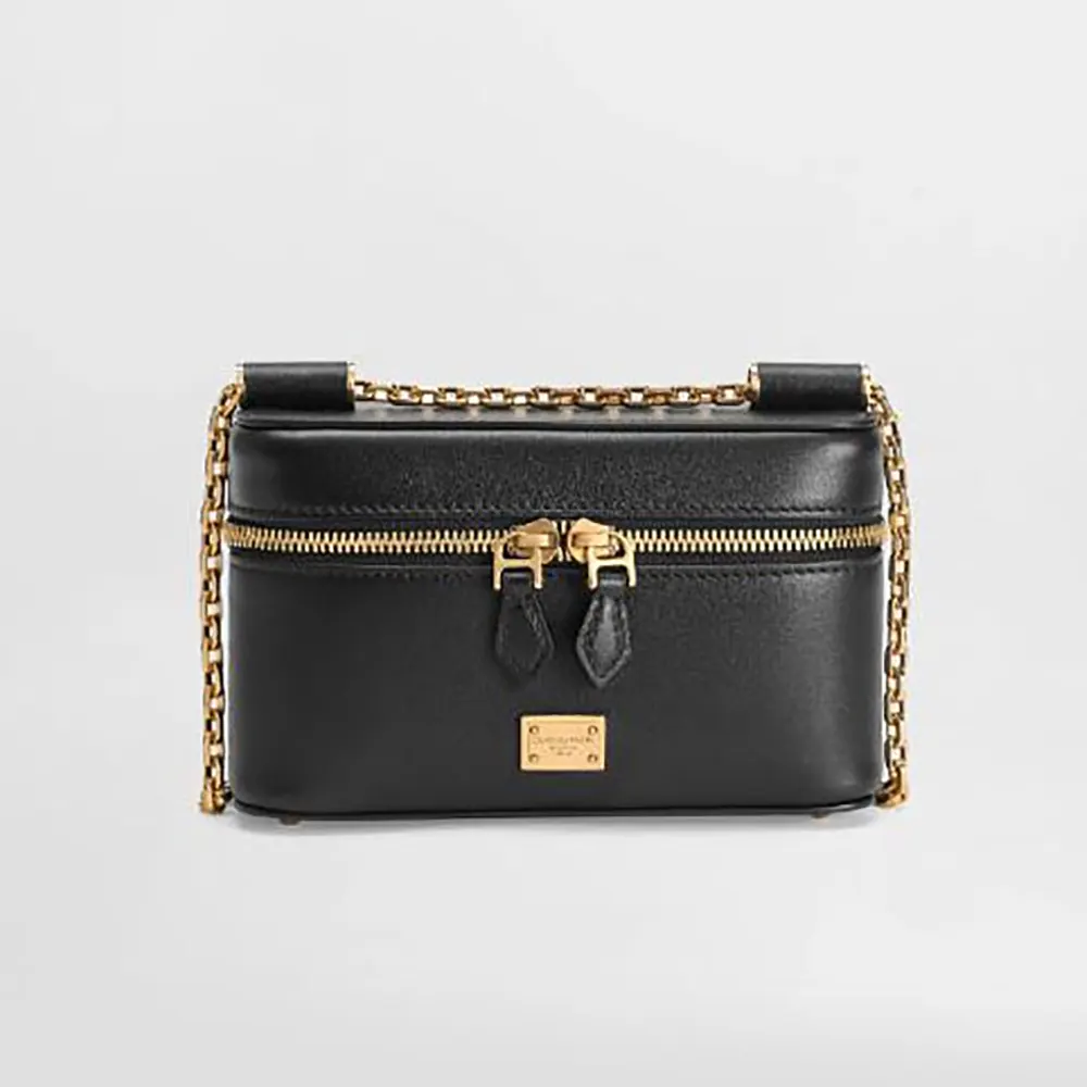 Front view of Dolce Gabbana D&G Women Sicily Crossbody Bag-Black showing logo