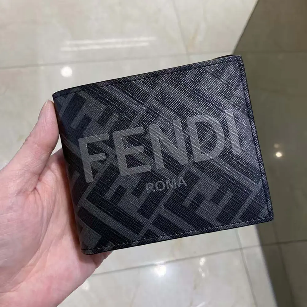 Interior card slots and bill compartment of Fendi Men Bi-Fold Wallet