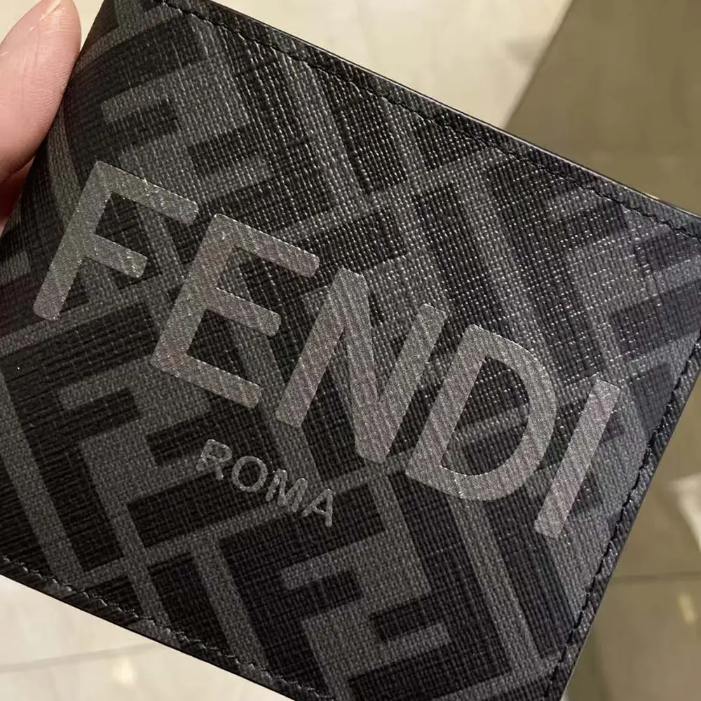 Fendi Men Bi-Fold Wallet in ROMA Logo FF Motif Fabric Gray - image 5