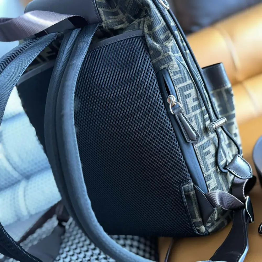 Fendi Men Strike Medium FF Jacquard Fabric Backpack-Brown - image 4