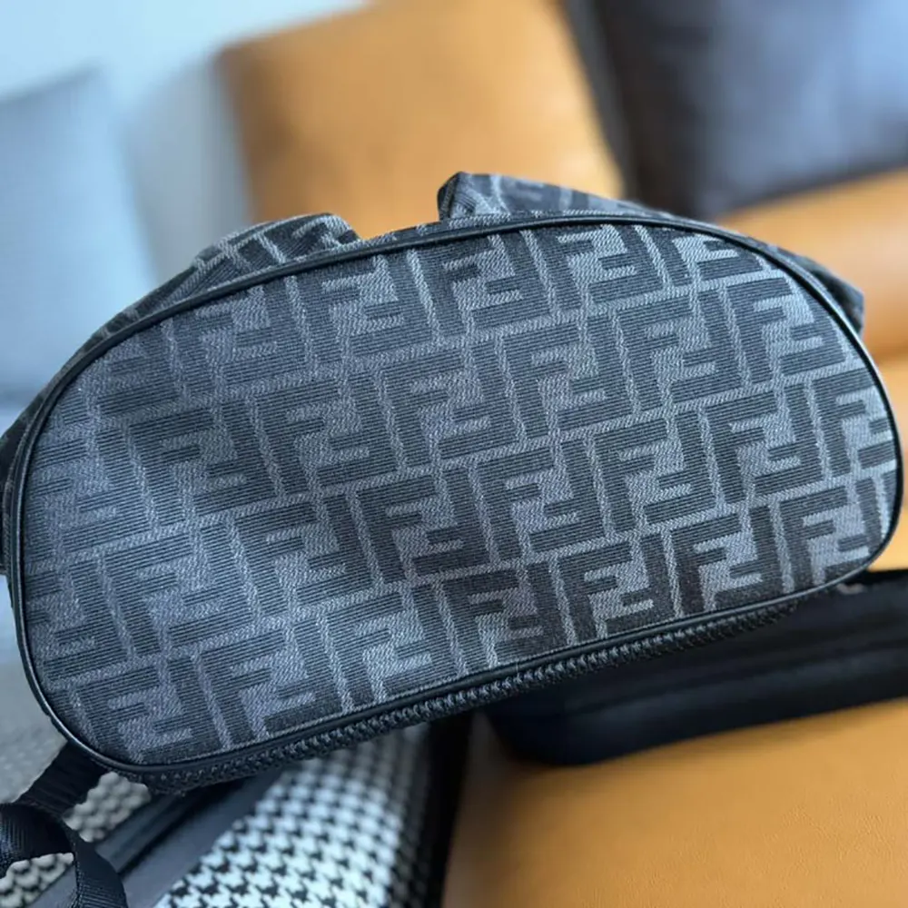Fendi Men Strike Medium FF Jacquard Fabric Backpack-Gray - image 7