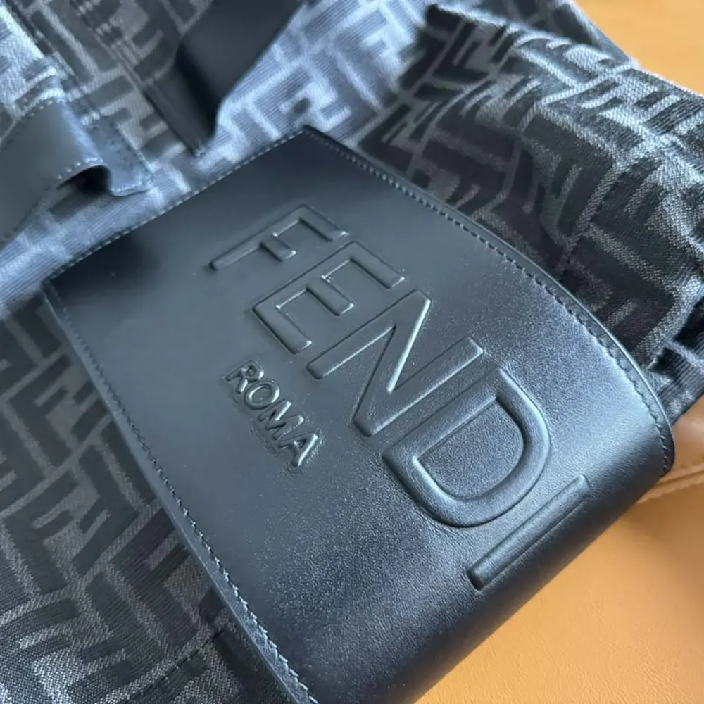 Fendi Men Strike Medium FF Jacquard Fabric Backpack-Gray - image 8
