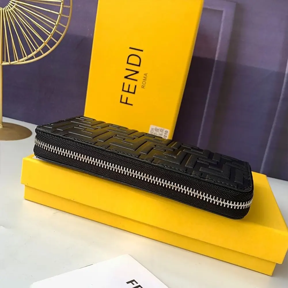 Fendi Men Zip Around Wallet in FF Motif Nappa Leather Black - image 4