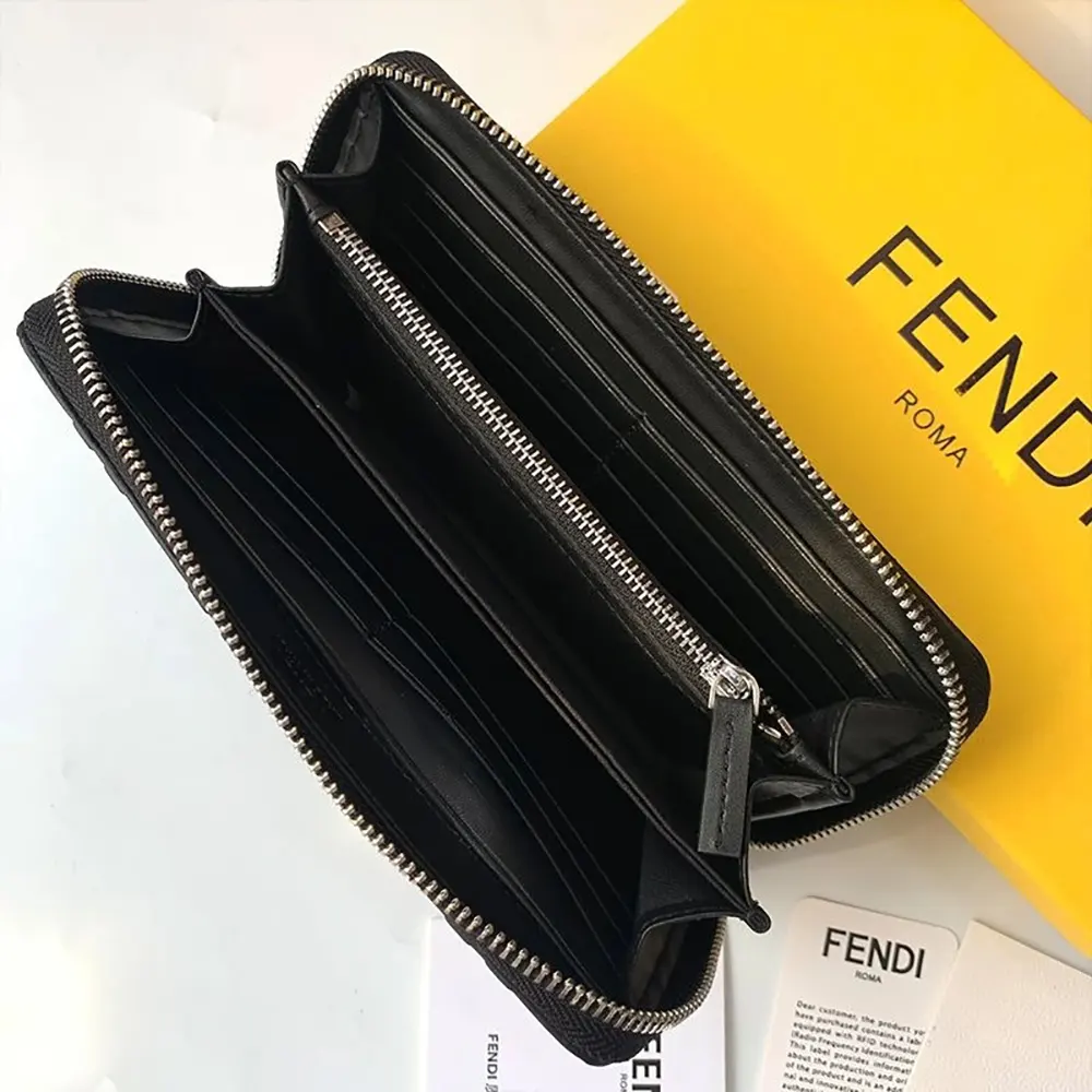 Fendi Men Zip Around Wallet in FF Motif Nappa Leather Black - image 5