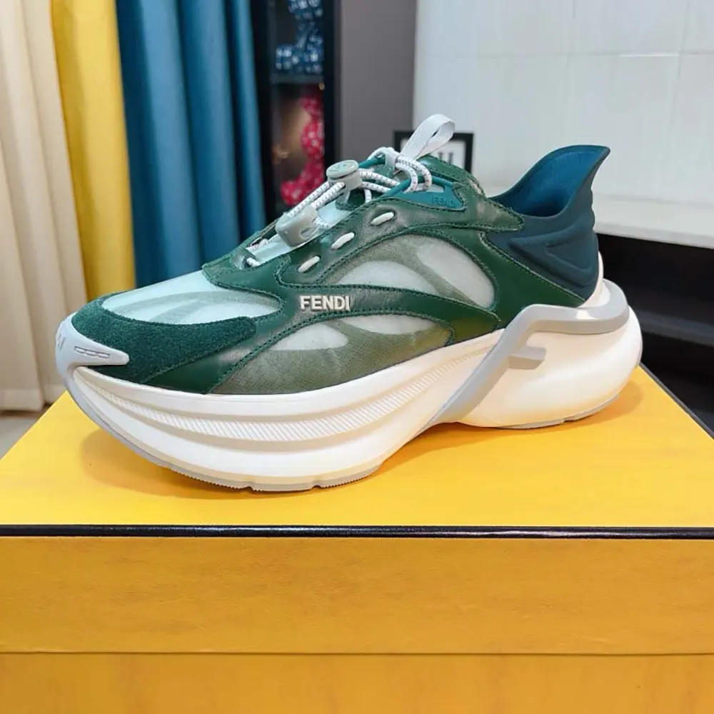 Top view showing lace closure and silhouette of Fendi Unisex F-Light Sneakers