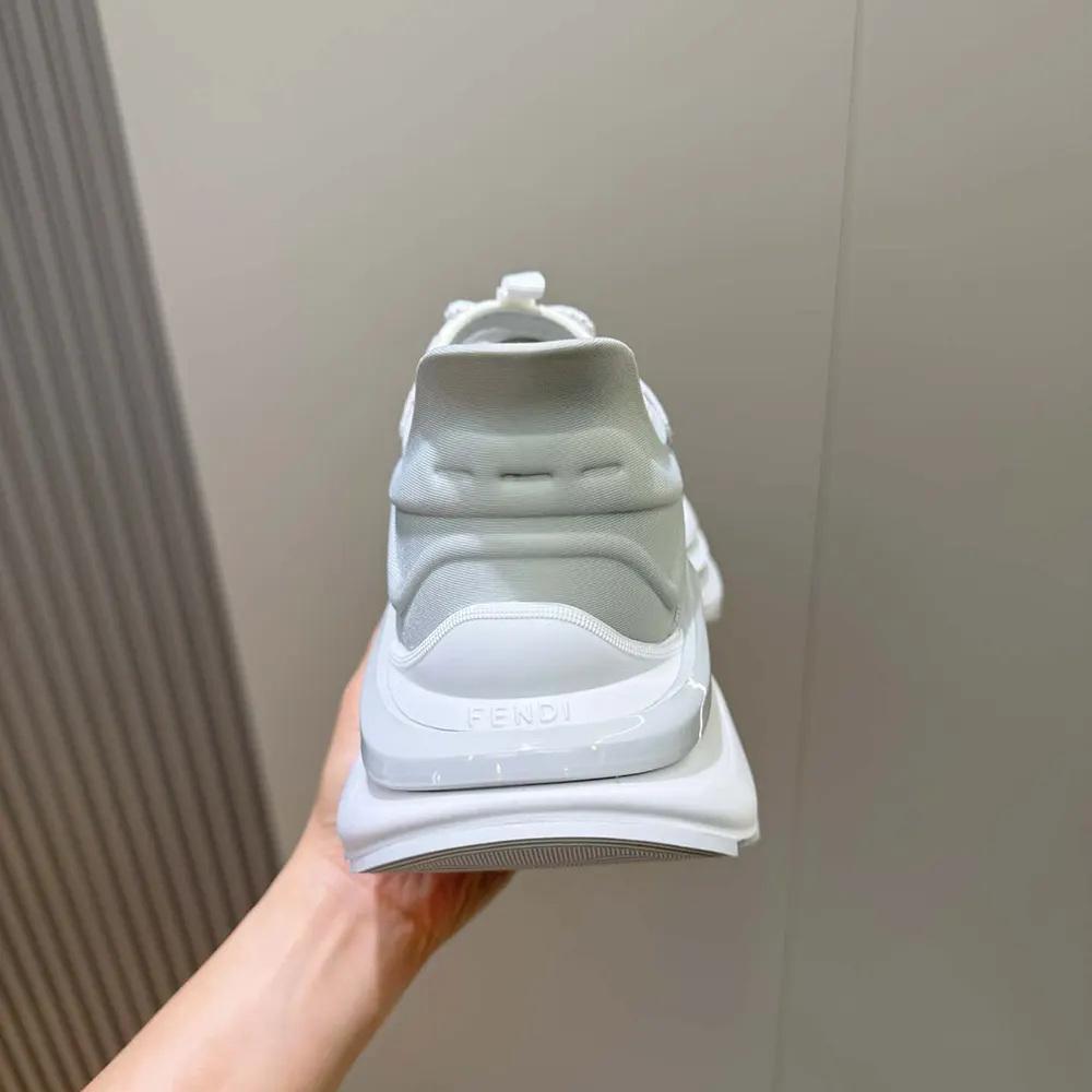 Fendi Unisex F-Light Sneakers White Leather and Mesh Running Shoes - image 9