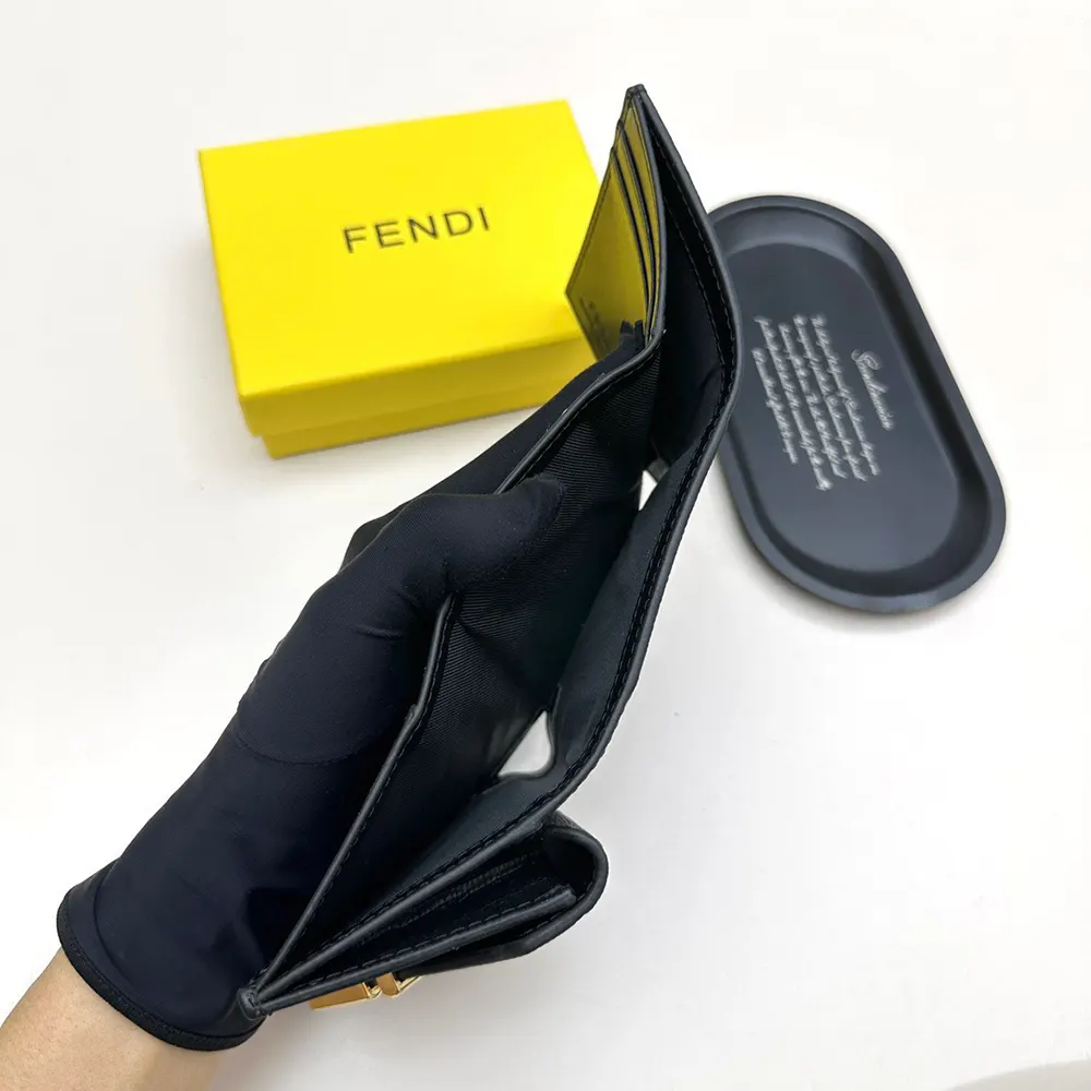 Fendi Unisex FF Diamonds Wallet Black Leather Wallet - image 9