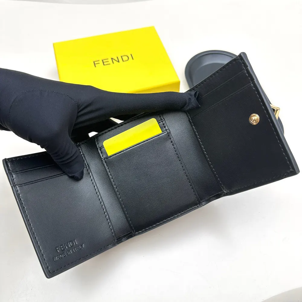 Fendi Unisex FF Diamonds Wallet Black Leather Wallet - image 6