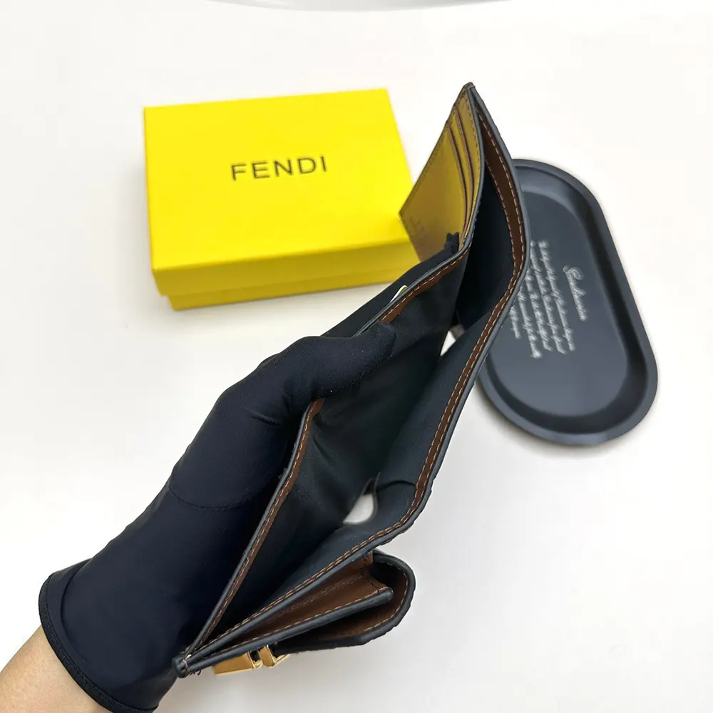 Fendi Unisex FF Diamonds Wallet Brown and Black FF Leather Wallet - image 9