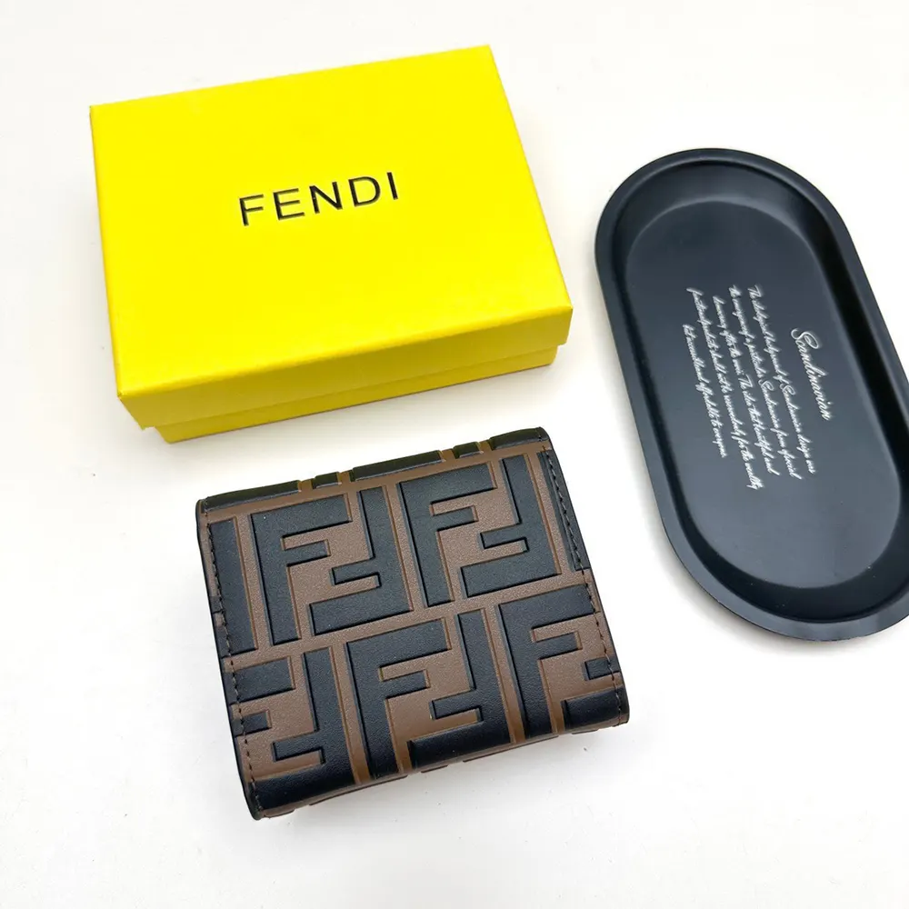 Fendi Unisex FF Diamonds Wallet Brown and Black FF Leather Wallet - image 5