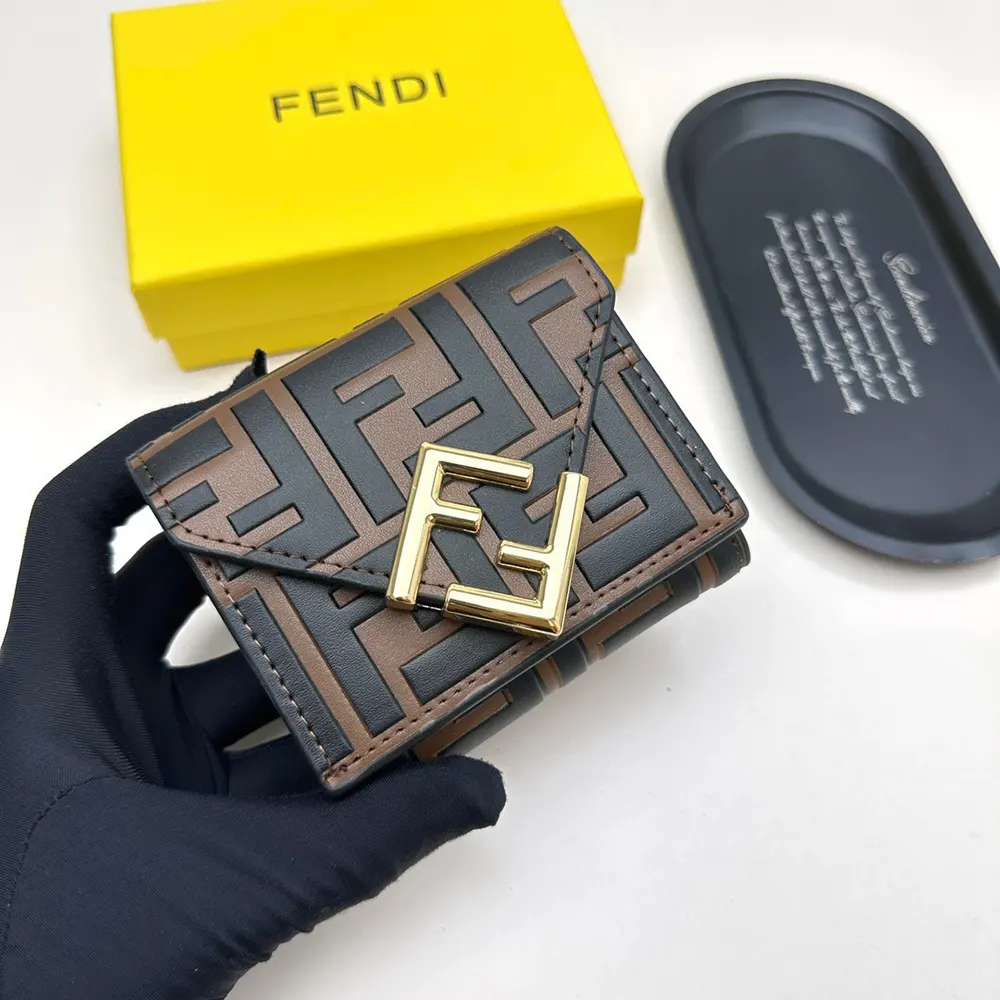 Fendi Unisex FF Diamonds Wallet Brown and Black FF Leather Wallet - image 4