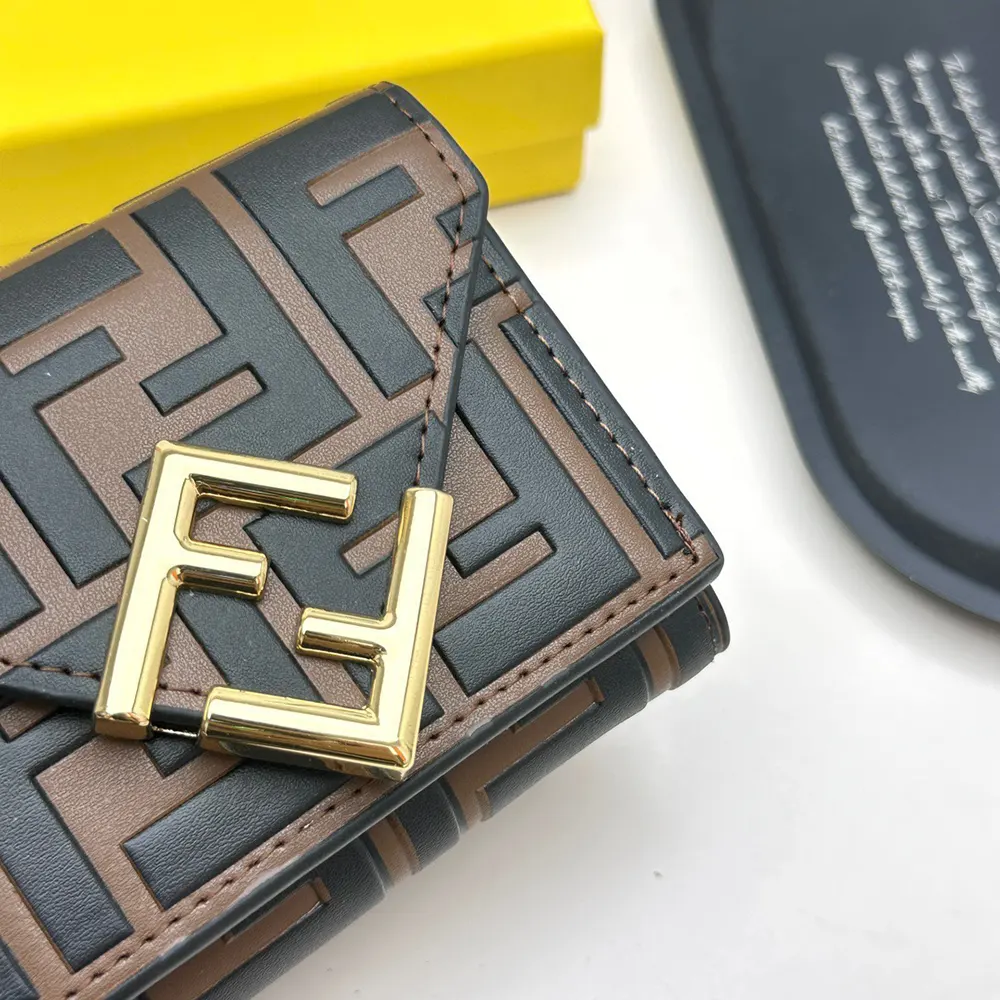 Fendi Unisex FF Diamonds Wallet Brown and Black FF Leather Wallet - image 10