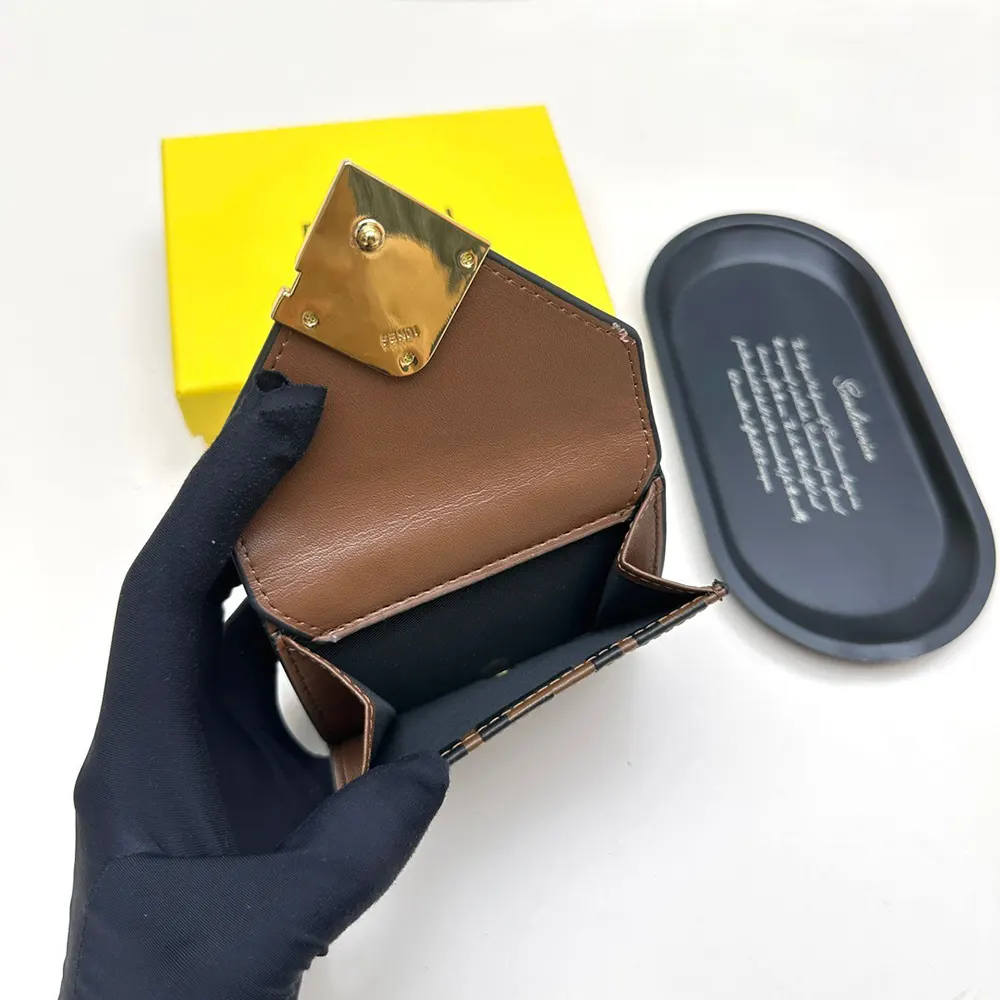 Fendi Unisex FF Diamonds Wallet Brown and Black FF Leather Wallet - image 8