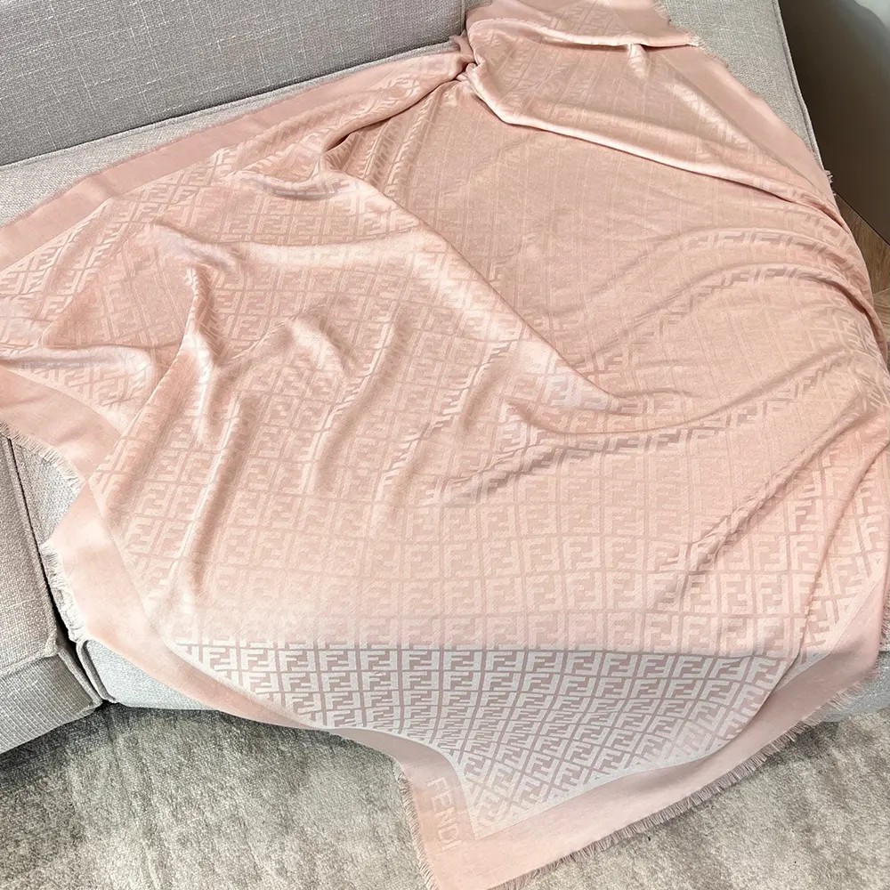 Fendi Unisex FF Pink Organic Silk Shawl - image 6