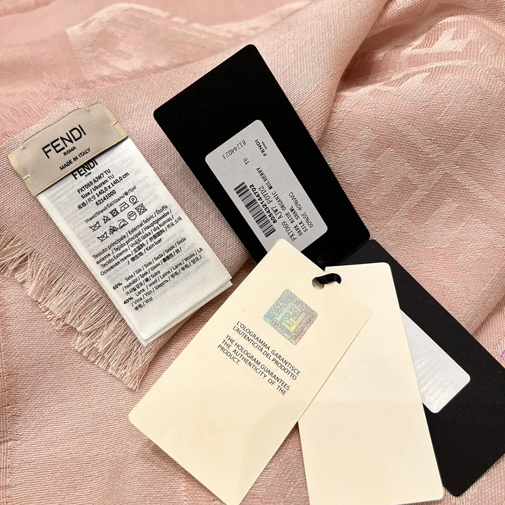 Fendi Unisex FF Pink Organic Silk Shawl - image 8