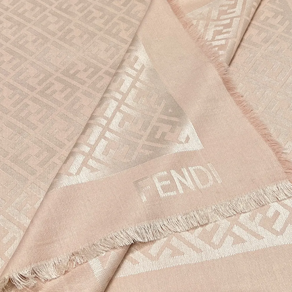 Fendi Unisex FF Pink Organic Silk Shawl - image 7