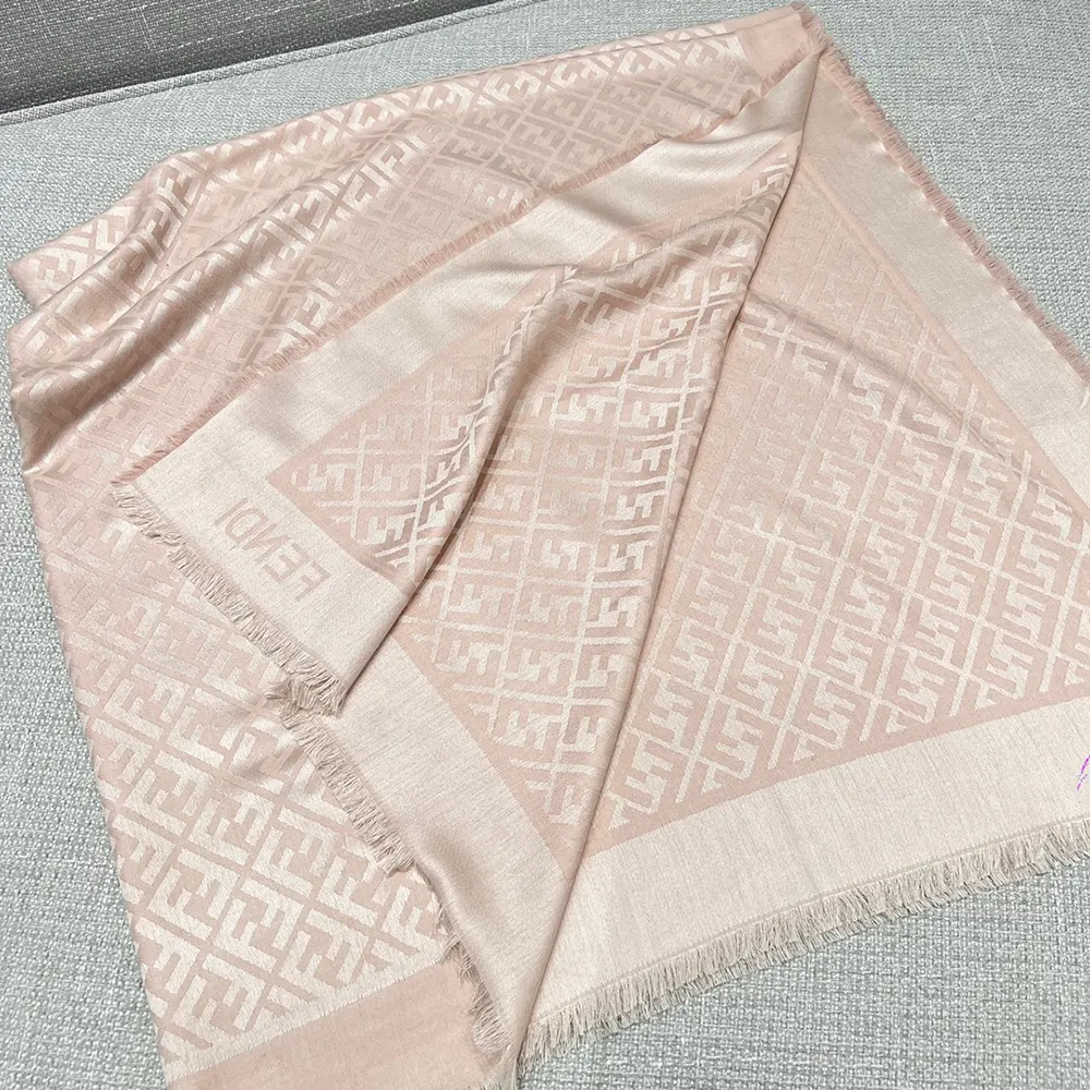 Fendi Unisex FF Pink Organic Silk Shawl - image 5
