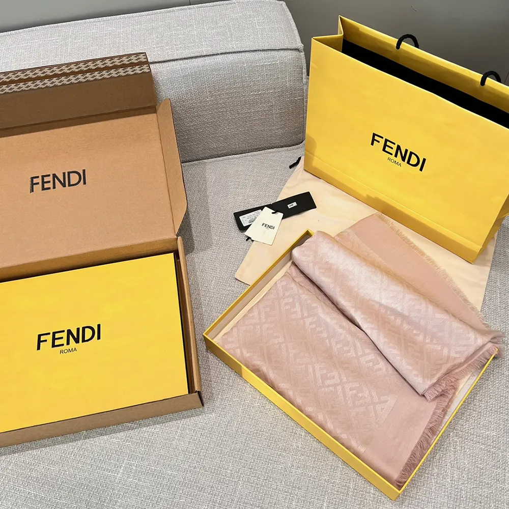Fendi Unisex FF Pink Organic Silk Shawl - image 4