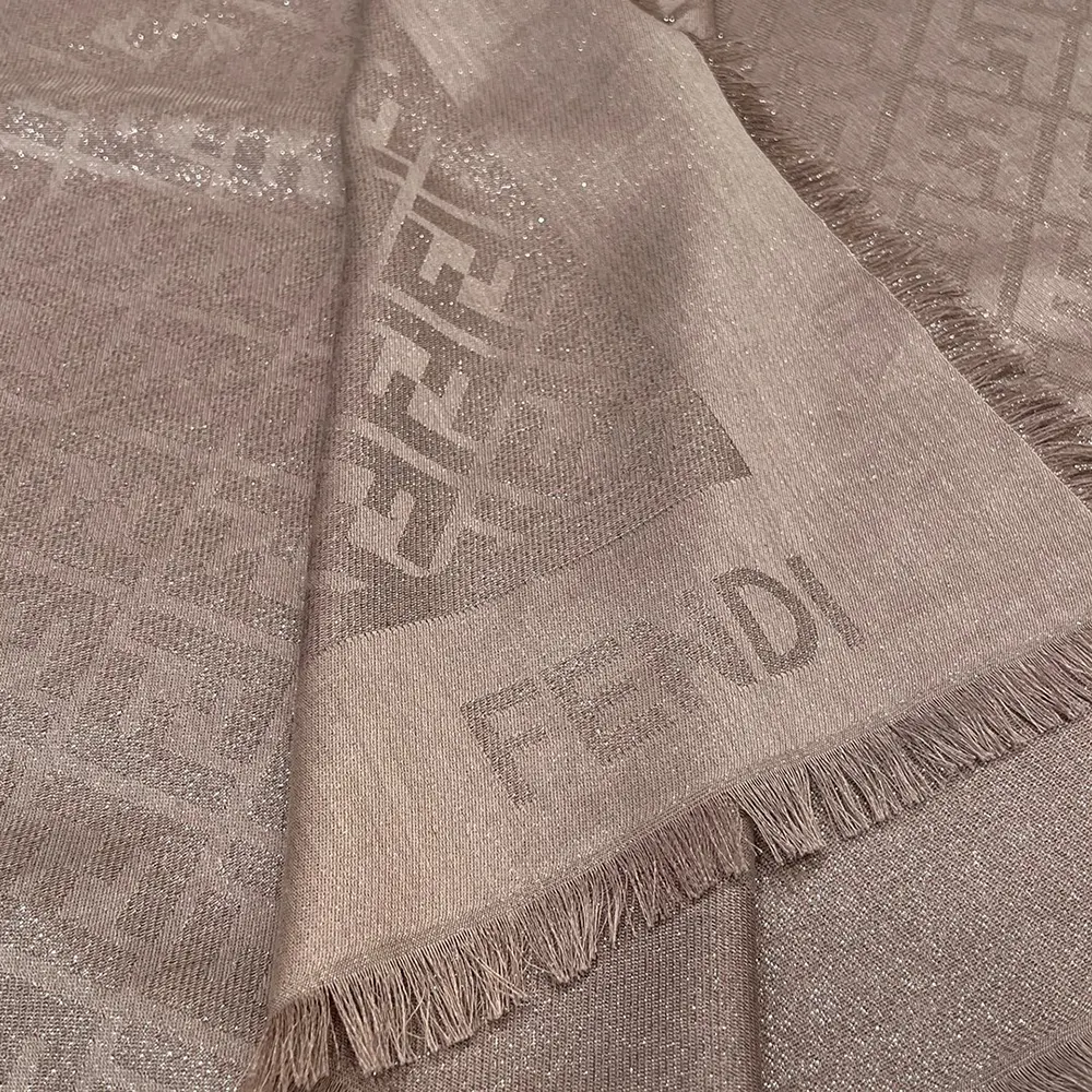 Fendi Unisex FF Shawl Dove Gray Silk and Wool Shawl - image 6