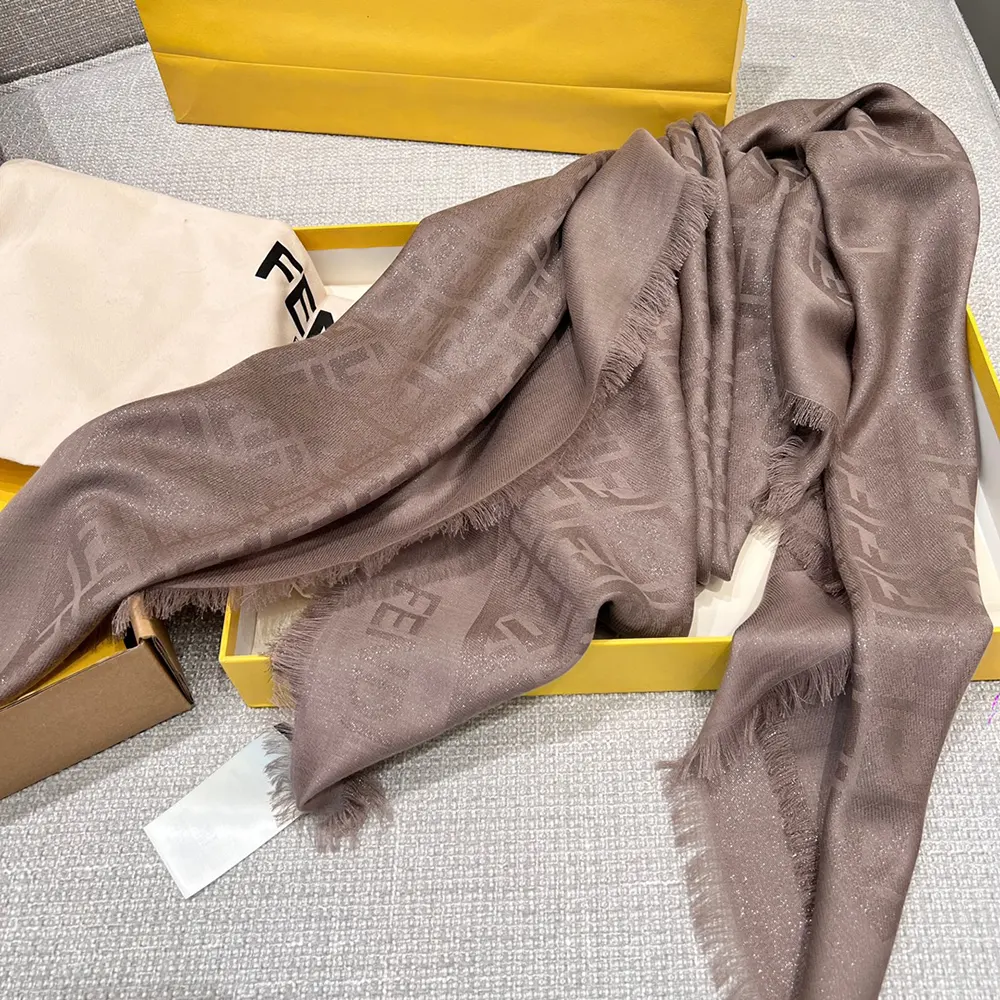 Fendi Unisex FF Shawl Dove Gray Silk and Wool Shawl - image 4