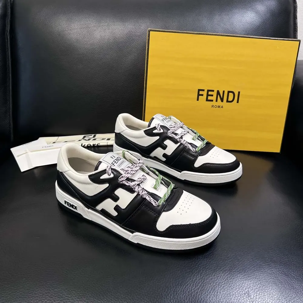 Close-up of lace-up closure on Fendi Unisex Match sneakers