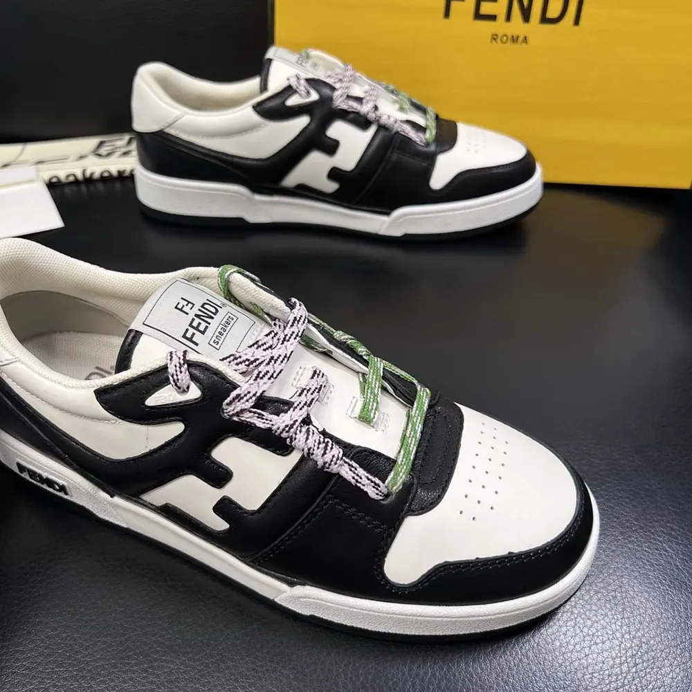 Fendi Unisex Match Black and White Leather Low-tops - image 8