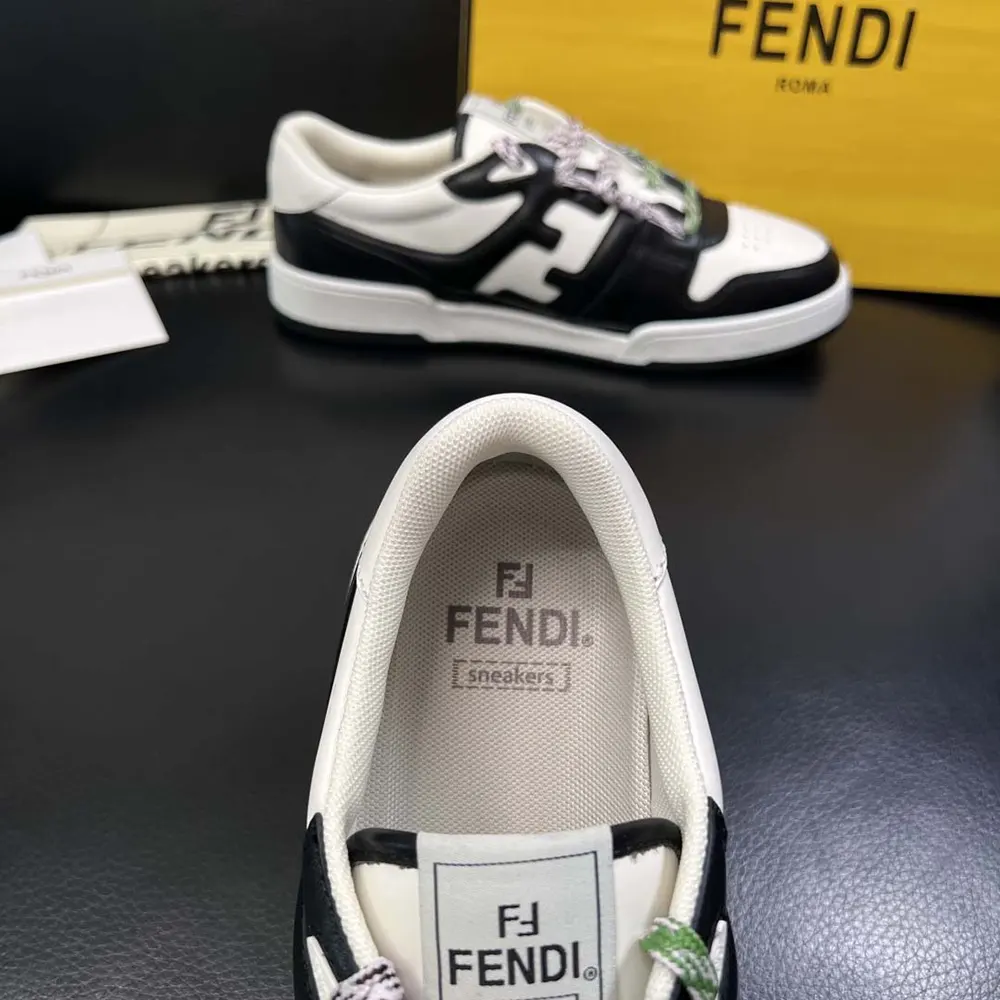 Fendi Unisex Match Black and White Leather Low-tops - image 9