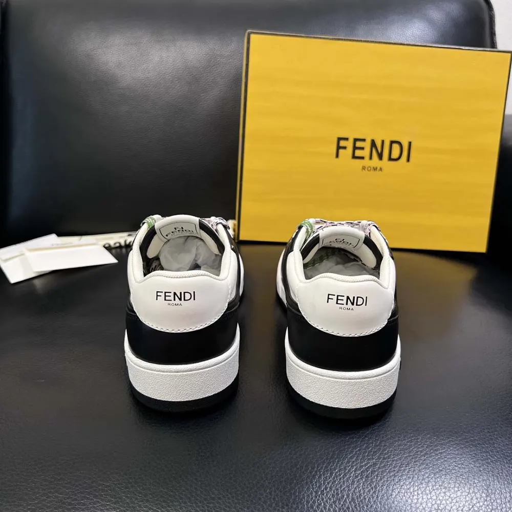 Fendi Unisex Match Black and White Leather Low-tops - image 5