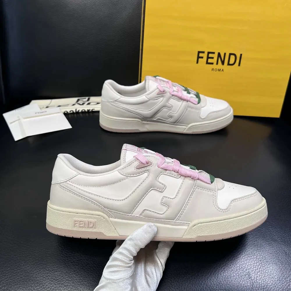 Fendi Unisex Match White Leather Low-tops - image 6