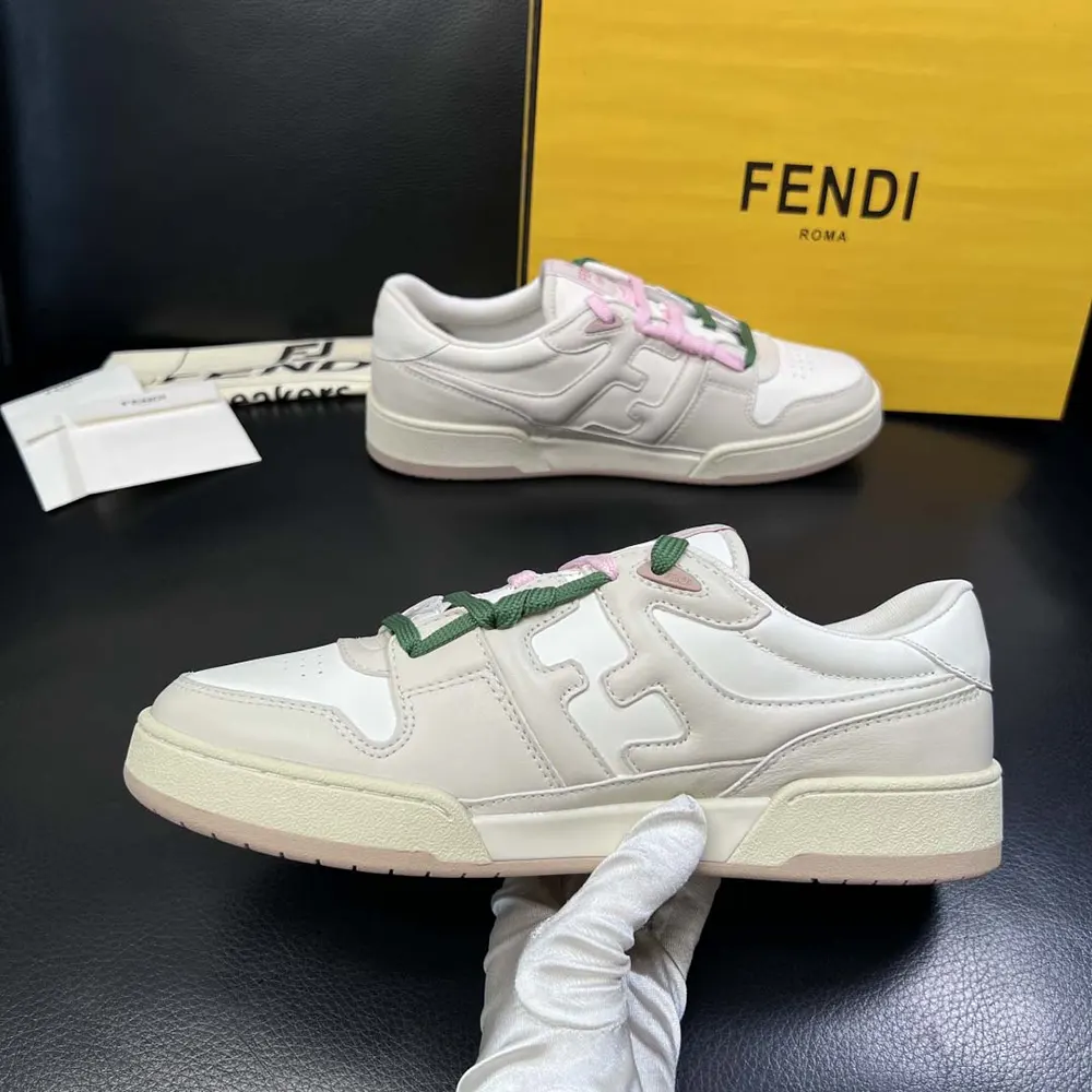 Fendi Unisex Match White Leather Low-tops - image 7