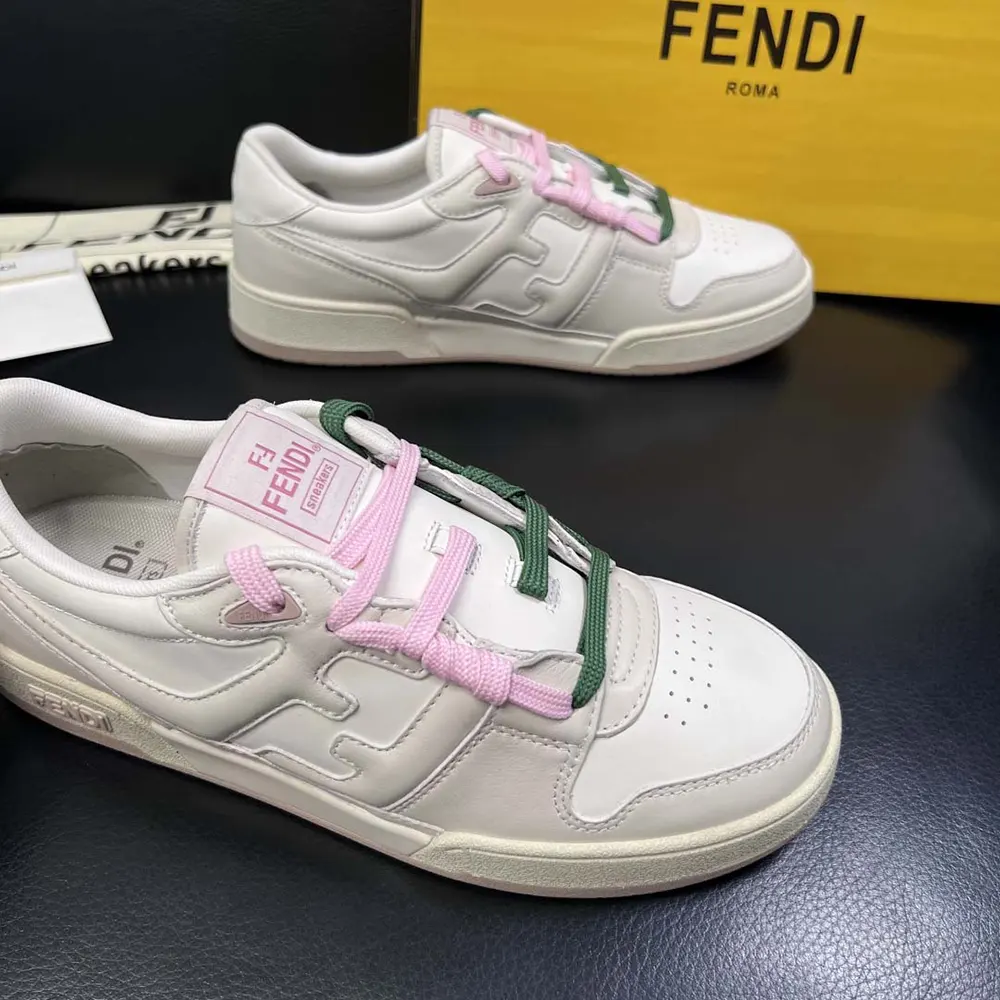 Fendi Unisex Match White Leather Low-tops - image 8